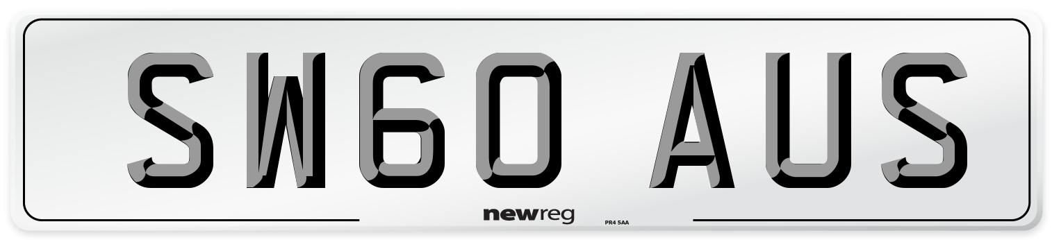 SW60 AUS Number Plate from New Reg